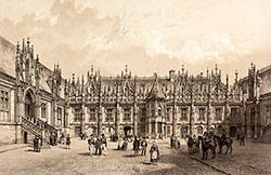 Le palais de Justice de Rouen vers 1850 - gravure reproduite et restaurée numériquement par © Norbert Pousseur