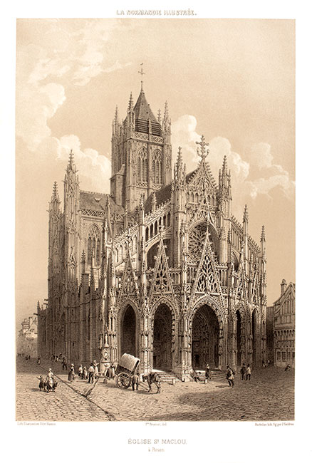 église Saint Maclou de Rouen par Félix Benoist  - gravure reproduite et restaurée numériquement par © Norbert Pousseur