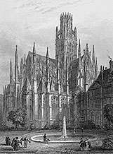 Zoom sur Eglise de Saint Ouen de Rouen vers 1860 - gravure reproduite et restaurée numériquement par © Norbert Pousseur