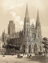 Zoom sur église de St Ouen à Rouen - gravure reproduite et restaurée numériquement par © Norbert Pousseur