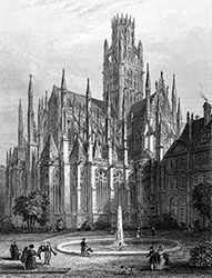 Eglise de Saint Ouen de Rouen vers 1860 - gravure reproduite et restaurée numériquement par © Norbert Pousseur