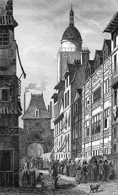 Tour de l'horloge de Rouen - gravure reproduite et restaurée numériquement par © Norbert Pousseur