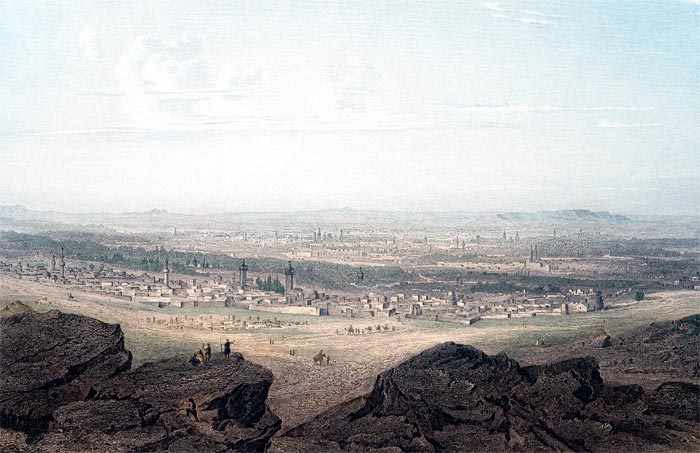 Vue de Damas vers 1860 - gravure reproduite et restaurée numériquement par © Norbert Pousseur