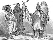 Chefs Indiens Assiniboins vers 1830 - gravure reproduite puis retouchée par  © Norbert Pousseur