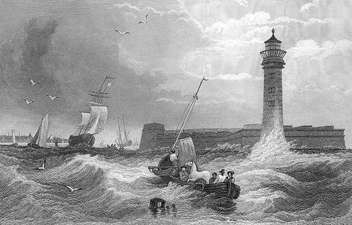 Le phare de Liverpool - gravure reproduite et restaurée numériquement par © Norbert Pousseur