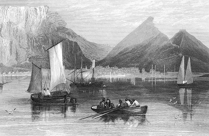 Cape Town around 1840 - engraving reproduced and digitally restored by © Norbert Pousseur