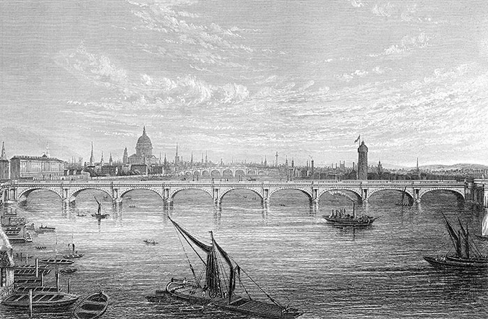 Londres et la Tamise - gravure reproduite et restaurée numériqueemnt par © Norbert Pousseur