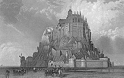 Le Mont Saint Michel vers 1860 - gravure reproduite et restaurée numériquement par © Norbert Pousseur