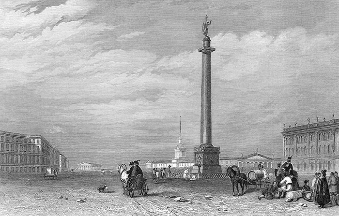 La colonne d'Alexandre à St Petersbourg - gravure reproduite et restaurée numériquement par © Norbert Pousseur