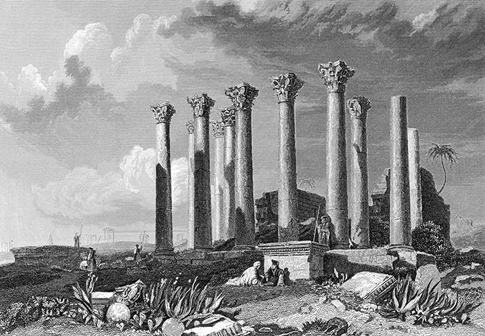 Les ruines de Jerash - gravure reproduite et restaurée numériquement par © Norbert Pousseur