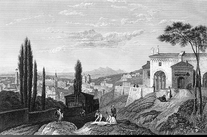 Vérone depuis les hauteurs - gravure reproduite et restaurée numériquement par © Norbert Pousseur