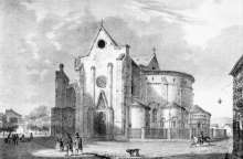 Zoom sur St Caprais à Agen vers 1840 - gravure reproduite et restaurée numériquement par © Norbert Pousseur