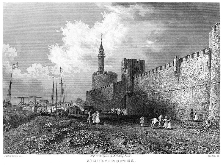 Aigues-Mortes et la Tour de Constance - gravure reproduite et restaurée numériquement par © Norbert Pousseur