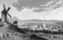Zoom sur Vue gnérale d'Aix en Provence vers 1830 - gravure reproduite et restaurée numériquement par © Norbert Pousseur