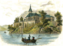 Zoom sur l'Abbaye de Haute-Combe vers 1830 - reproduction et restauration numérique par © Norbert Pousseur