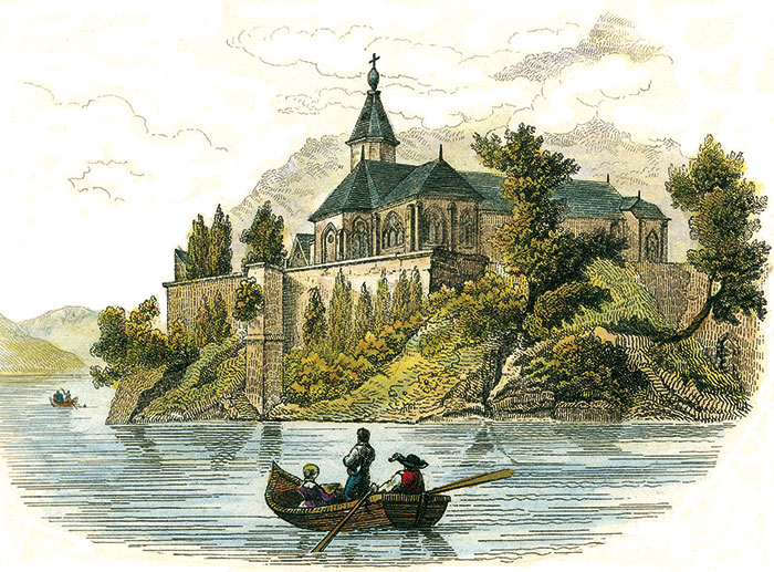 Abbaye de Haute-Combe vers 1830 - reproduction et restauration numérique par © Norbert Pousseur
