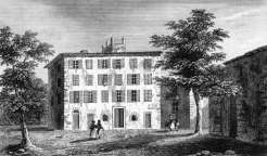 Zoom sur Ajaccio et la maison de Napoléon vers 1830 - gravure reproduite et restaurée numériquement par © Norbert Pousseur