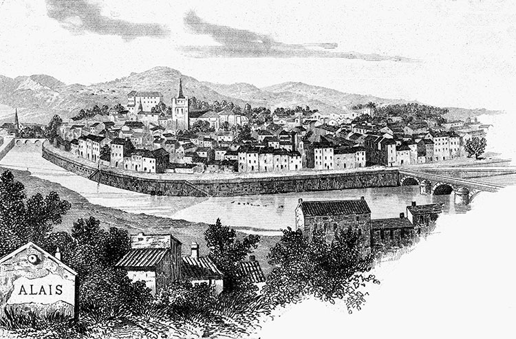 Alès cers 1880 - gravure reproduite et restaurée numériquement par © Norbert Pousseur