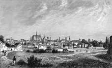 Zoom sur Vue générale d'Amiens vers 1835 - gravure reproduite et restaurée numériquement par © Norbert Pousseur