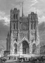 Zoom sur Cathédrale d'Amiens vers 1855, gravure de Rouargue reproduite et restaurée numériquement par © Norbert Pousseur