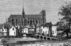 Zoom sur Amiens et ses pomenades vers 1870 - gravure reproduite et restaurée numériquement par © Norbert Pousseur