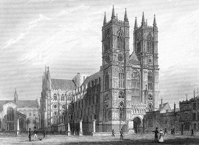 L'abbaye de Westminster à Londres - gravure reproduite et restaurée numériquement par © Norbert Pousseur