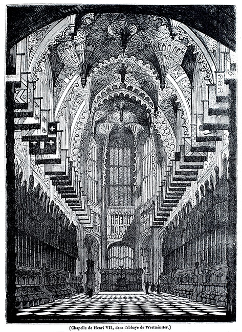 Chapelle de Henry VII à Westminster - gravure reproduite et restaurée numériquement par © Norbert Pousseur