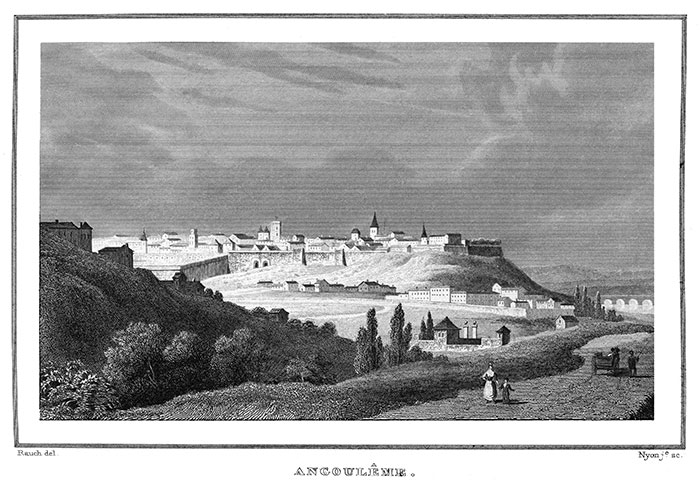 Vue générale d'Angoulême vers 1830 - gravure reproduite puis retouchée par  © Norbert Pousseur