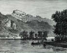 Zoom sur Le lac d'Annecy Le lac d'Annecy vers 1870 - gravure reproduite et restaurée numériquement par © Norbert Pousseur