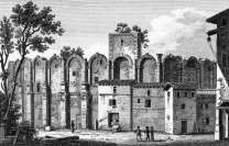 Zoom sur L'Amphithéâtre d'Arles  vers 1820 - gravure reproduite et restaurée numériquement par © Norbert Pousseur