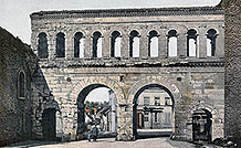 Porte St André d'Autun  - photo aquarellée  non signée de 1902, reproduite puis restaurée par © Norbert Pousseur
