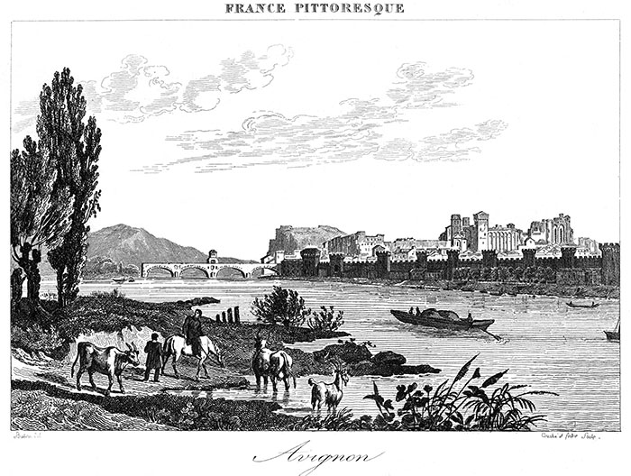 Avignon vers 1830 - reproduction © Norbert Pousseur