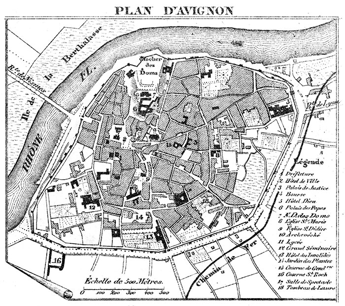Plan d'Avignon vers 1880 - reproduction © Norbert Pousseur