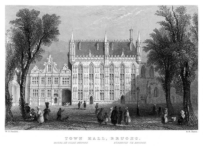 L'Hôtel de Ville de Bruges - gravure reproduite et restaurée numériquement par © Norbert Pousseur