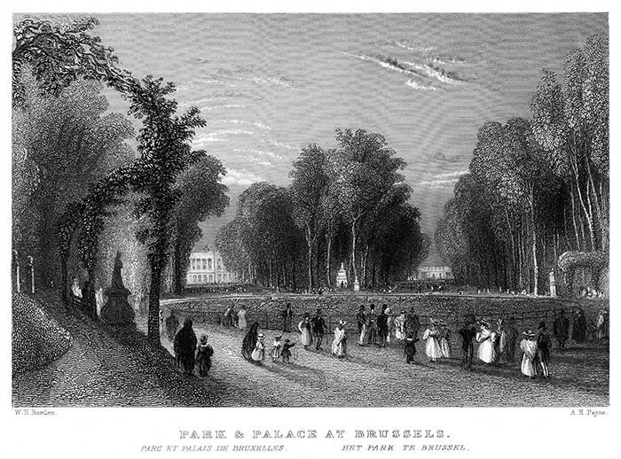 Parc et Palais de Bruxelles - gravure reproduite et restaurée numériquement par © Norbert Pousseur