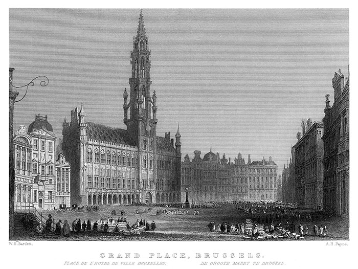 Grande Place de Bruxelles - gravure reproduite et restaurée numériquement par © Norbert Pousseur