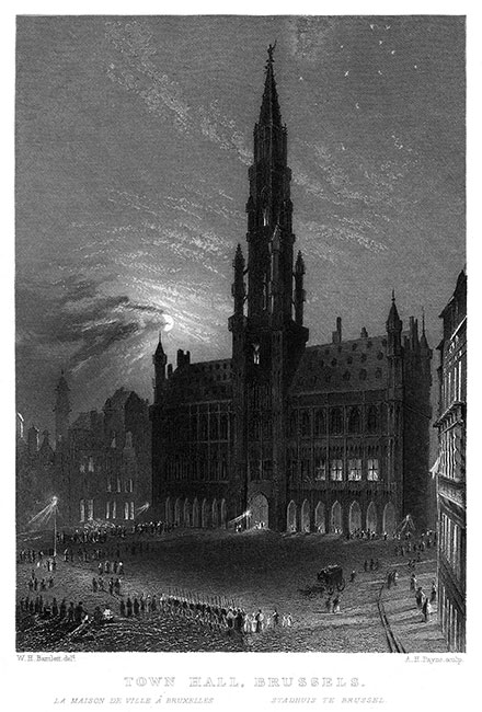 L'Hôtel de ville de Bruxelles - gravure reproduite et restaurée numériquement par © Norbert Pousseur