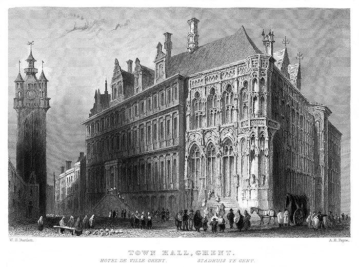 Hôtel-de-Ville de Gand - gravure reproduite et restaurée numériquement par © Norbert Pousseur