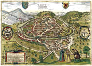Pour Zoom, Besançon vers 1640, - gravure numérisée et conservée par la ©  BNF, reproduite et retouchée par © Norbert Pousseur