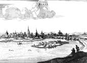 Zoom sur Blois sur la Loire vers 1660 - gravure reproduite et restaurée numériquement par © Norbert Pousseur