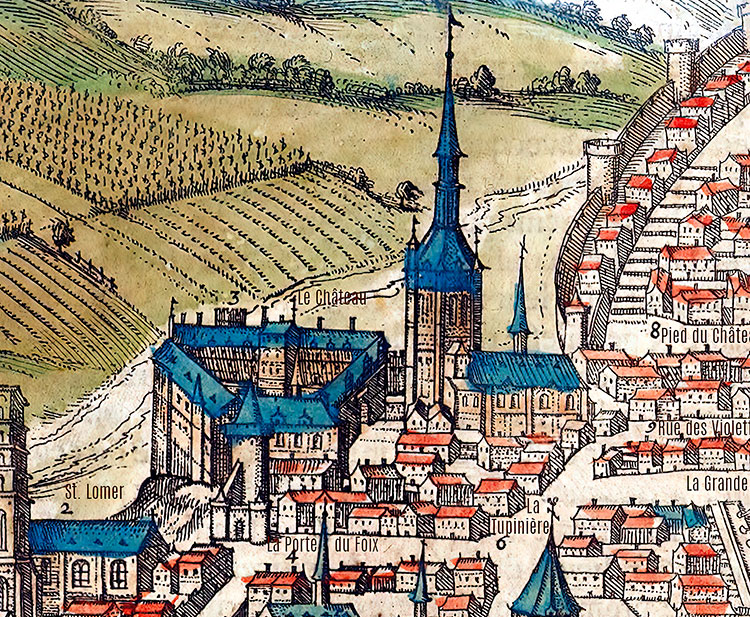 Château de Blois en 1645 - détail du plan reproduit par la © BNF,  restaurée numériquement par Norbert Pousseur