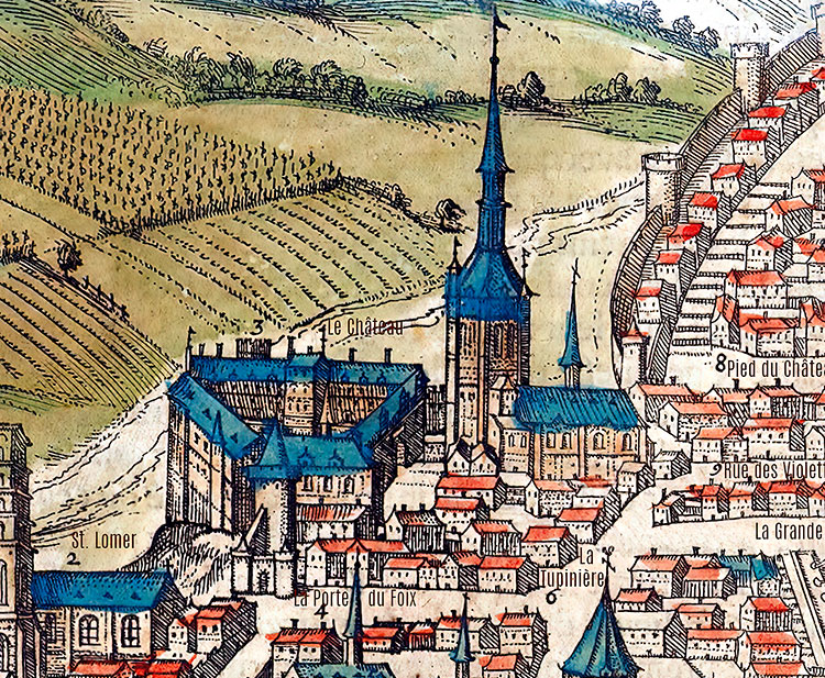 Château de Blois en 1645 - détail du plan reproduit par la © BNF,  restaurée numériquement par Norbert Pousseur