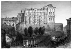 Zoom sur Château de Blois, par Williem Turner, vers 1850 - gravure reproduite etrestaurée numériquement par © Norbert Pousseur