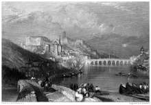 Zoom sur Blois et ses ponts vers 1850 - gravure reproduite puis  restaurée numériquement par Norbert Pousseur