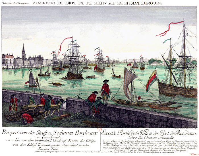 Port de Bordeaux vers 1750 - Numérisation © BNF, corrections numériques -  © Norbert Pousseur