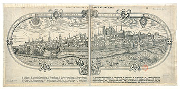 Bourges en 1566, original de la © Gallica / BNF  - gravure restaurée numériquement par © Norbert Pousseur