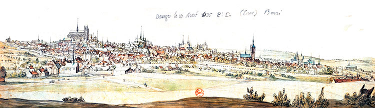 Bourges le 13 août 1635 © Gallica / BNF  - gravure restaurée numériquement par © Norbert Pousseur