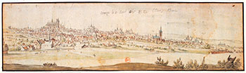 Bourges en 1635 - original de © Gallica / BNF  - gravure restaurée numériquement par © Norbert Pousseur, original de la © Gallica / BNF  - gravure restaurée numériquement par © Norbert Pousseur