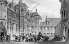 Zoom sur Hôtel de Ville de Bourges vers 1840 - gravure reproduite et restaurée numériquement par © Norbert Pousseur
