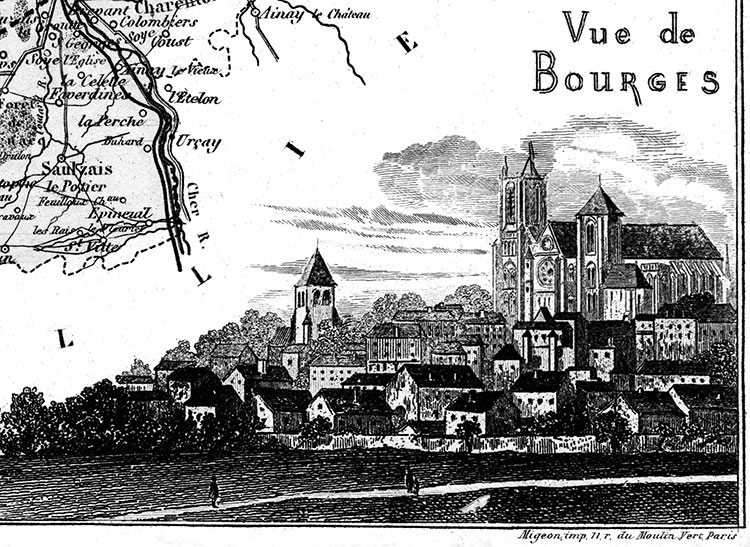 Bourges, en 1883 - gravure reproduite et restaurée numériquement par © Norbert Pousseur